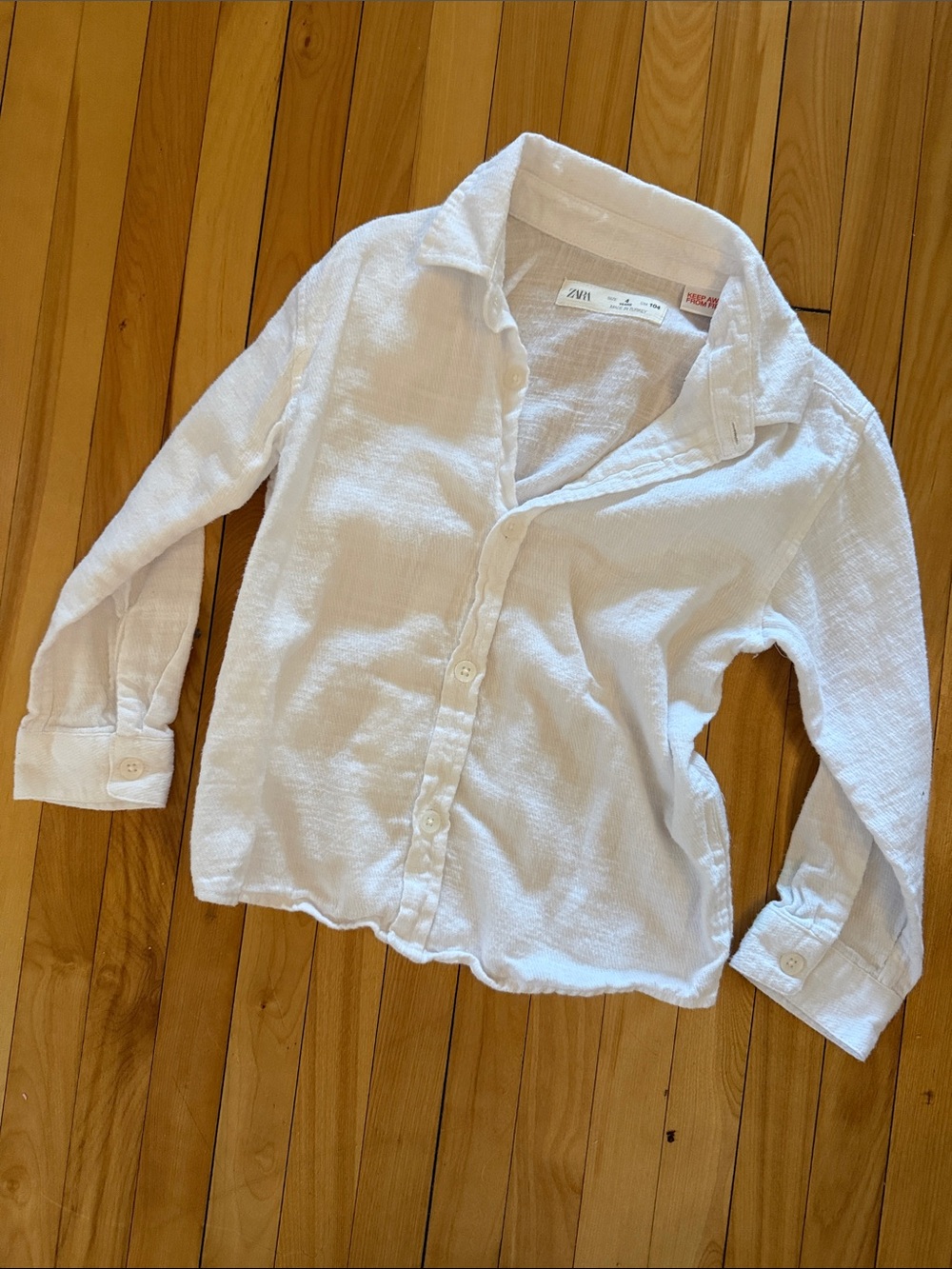 Zara Kids White Button-Down Gauze Shirt